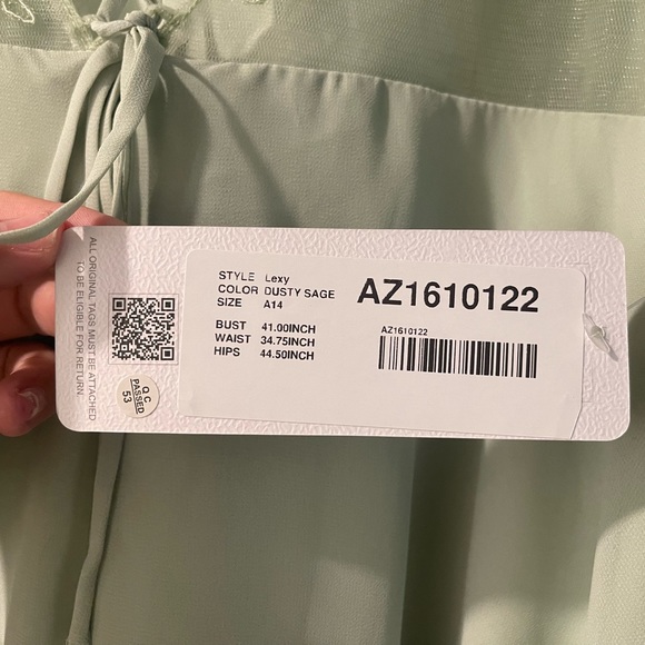 NWT Azazie Lexy Dusty Sage Bridesmaid Dress - Picture 2 of 4